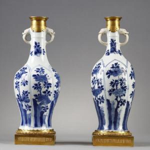 Pair Of Kangxi Period Chinese Porcelain Vases