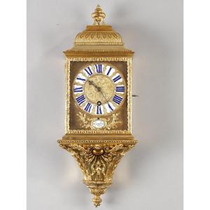Small Alcove Clock In Brass And Gilt Bronze From The Louis XV Period, Signed Duchesne