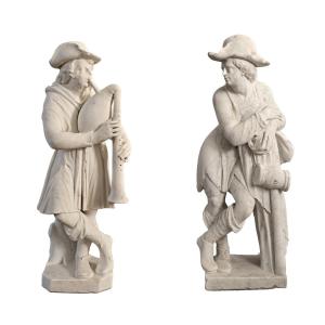 Pair Of 18th-century Marble Garden Figures, After Models By Giambologna (1529-1608)