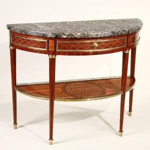 "demi Lune" Console Louis XVI Period Stamped By Lacroix