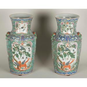 Pair Of Chinese Porcelaine From Canton Vases