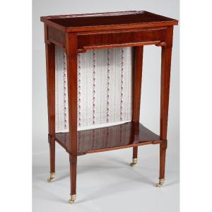 Mahogany Flying Table Stamped Canabas