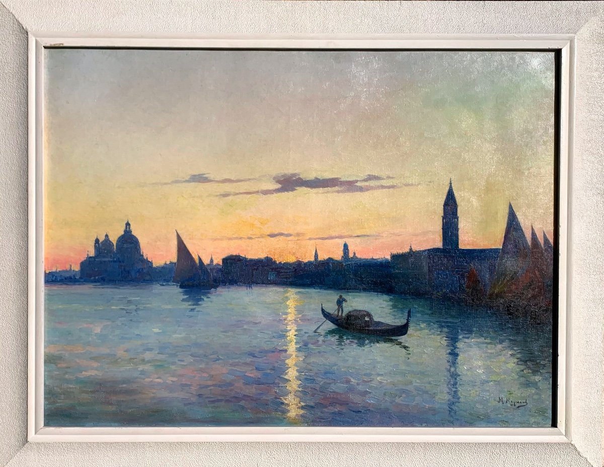 Tramonto a Venezia . Olio su tela 73x54. Firmato Marius  Reynaud -photo-2