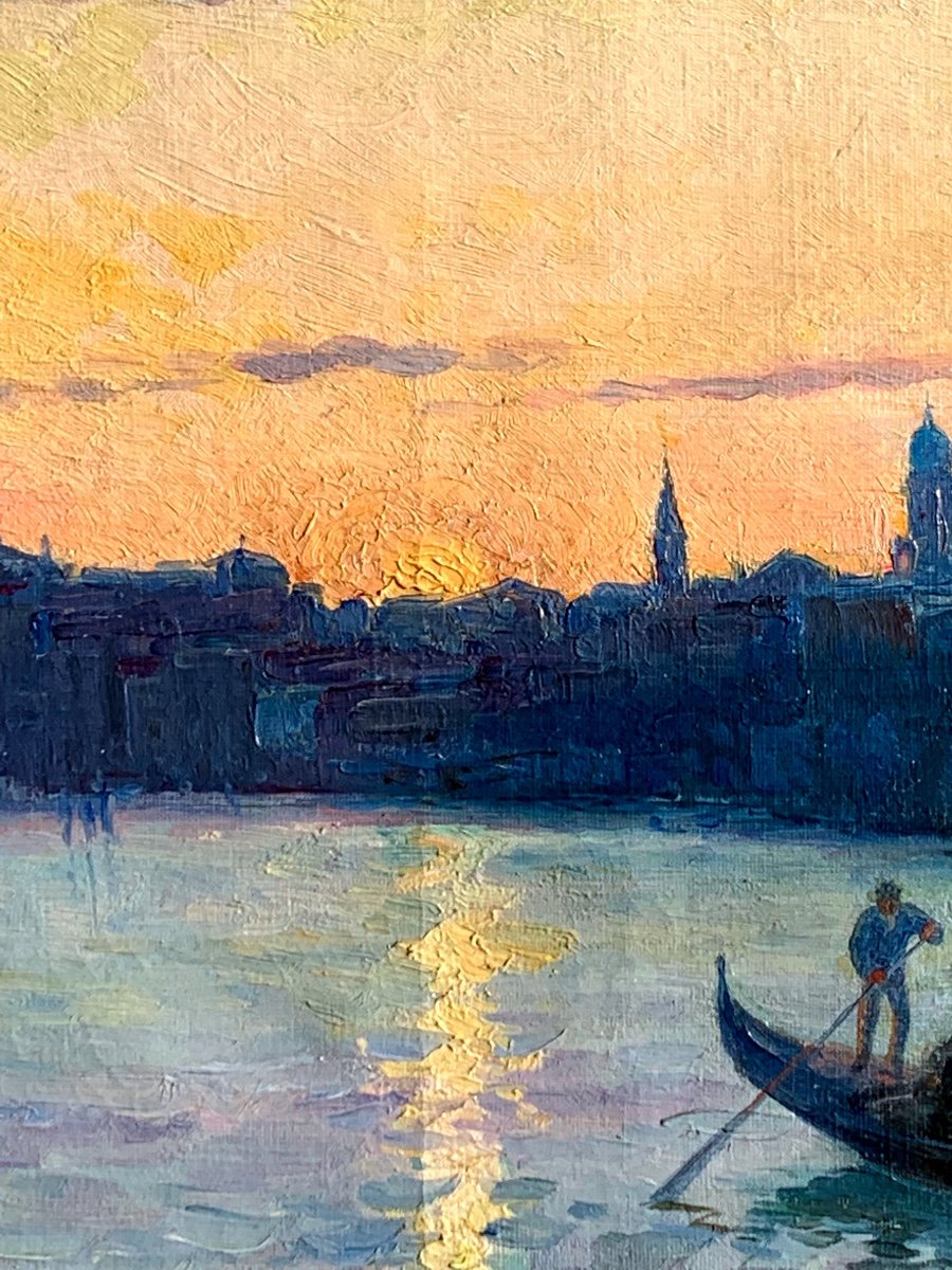 Tramonto a Venezia . Olio su tela 73x54. Firmato Marius  Reynaud -photo-3