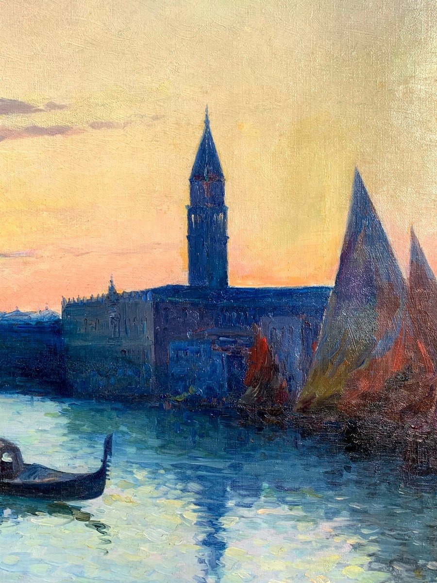 Tramonto a Venezia . Olio su tela 73x54. Firmato Marius  Reynaud -photo-1