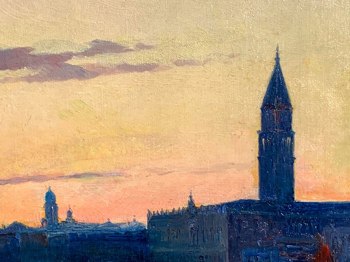 Tramonto a Venezia . Olio su tela 73x54. Firmato Marius  Reynaud -photo-2