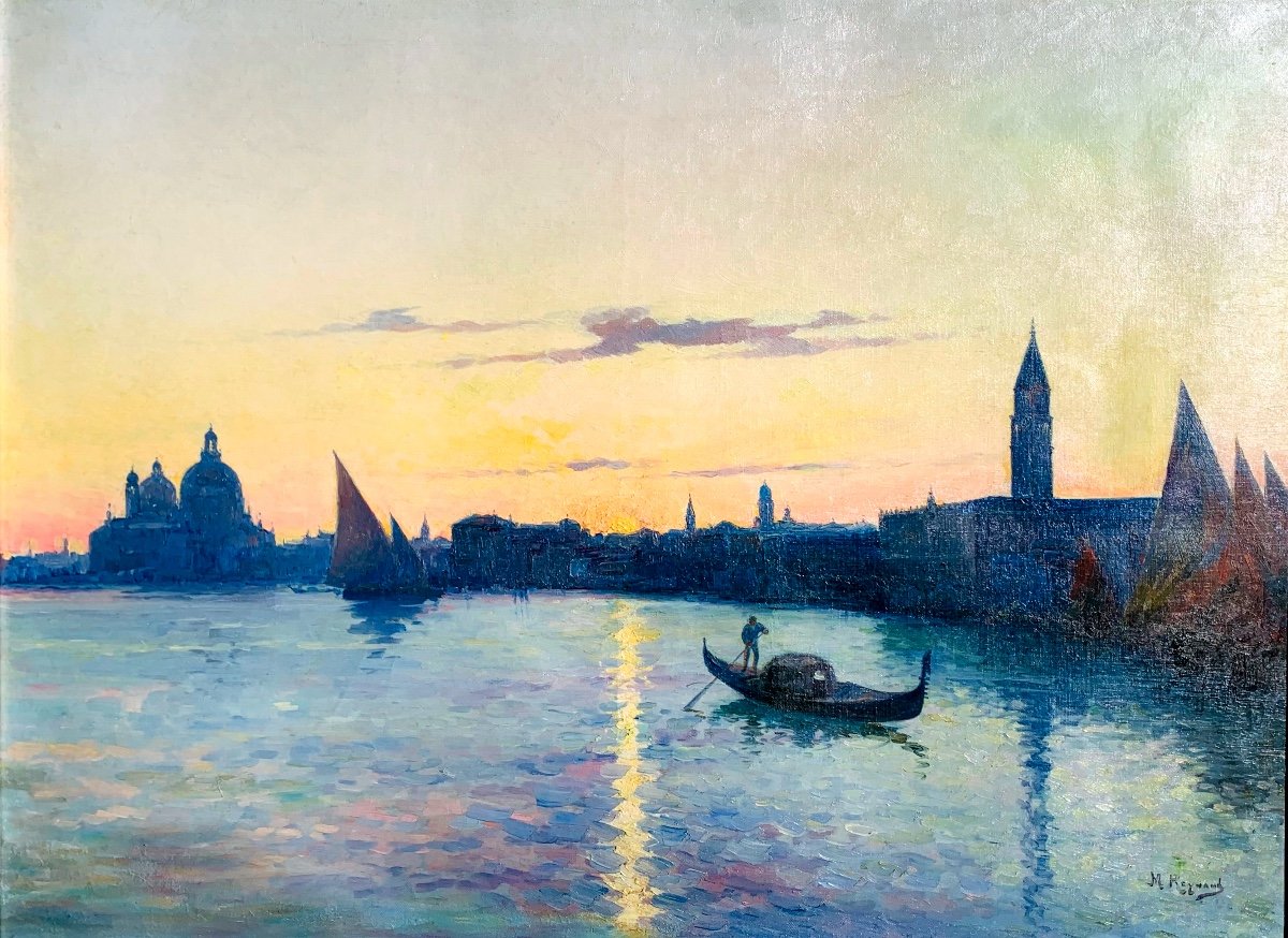 Tramonto a Venezia . Olio su tela 73x54. Firmato Marius  Reynaud -photo-4