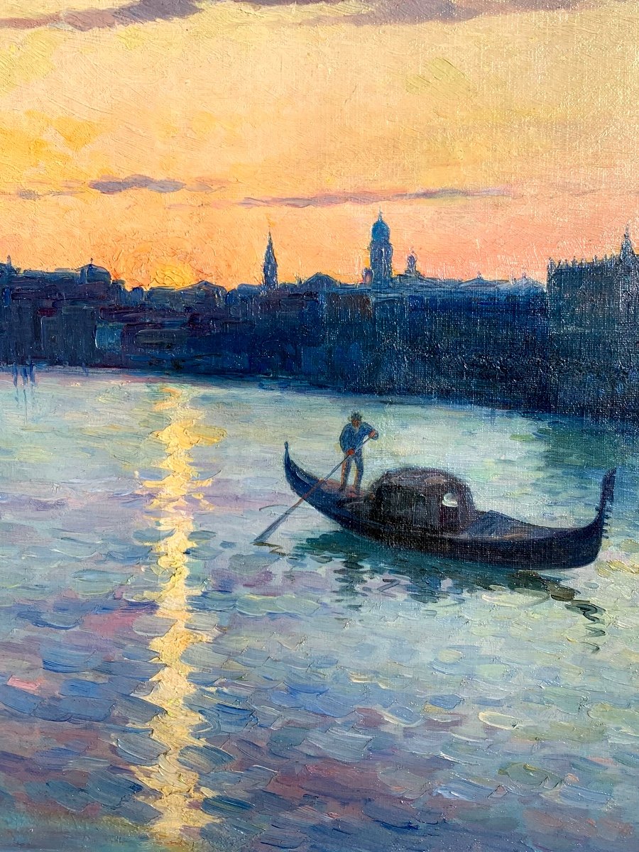 Tramonto a Venezia . Olio su tela 73x54. Firmato Marius  Reynaud -photo-6