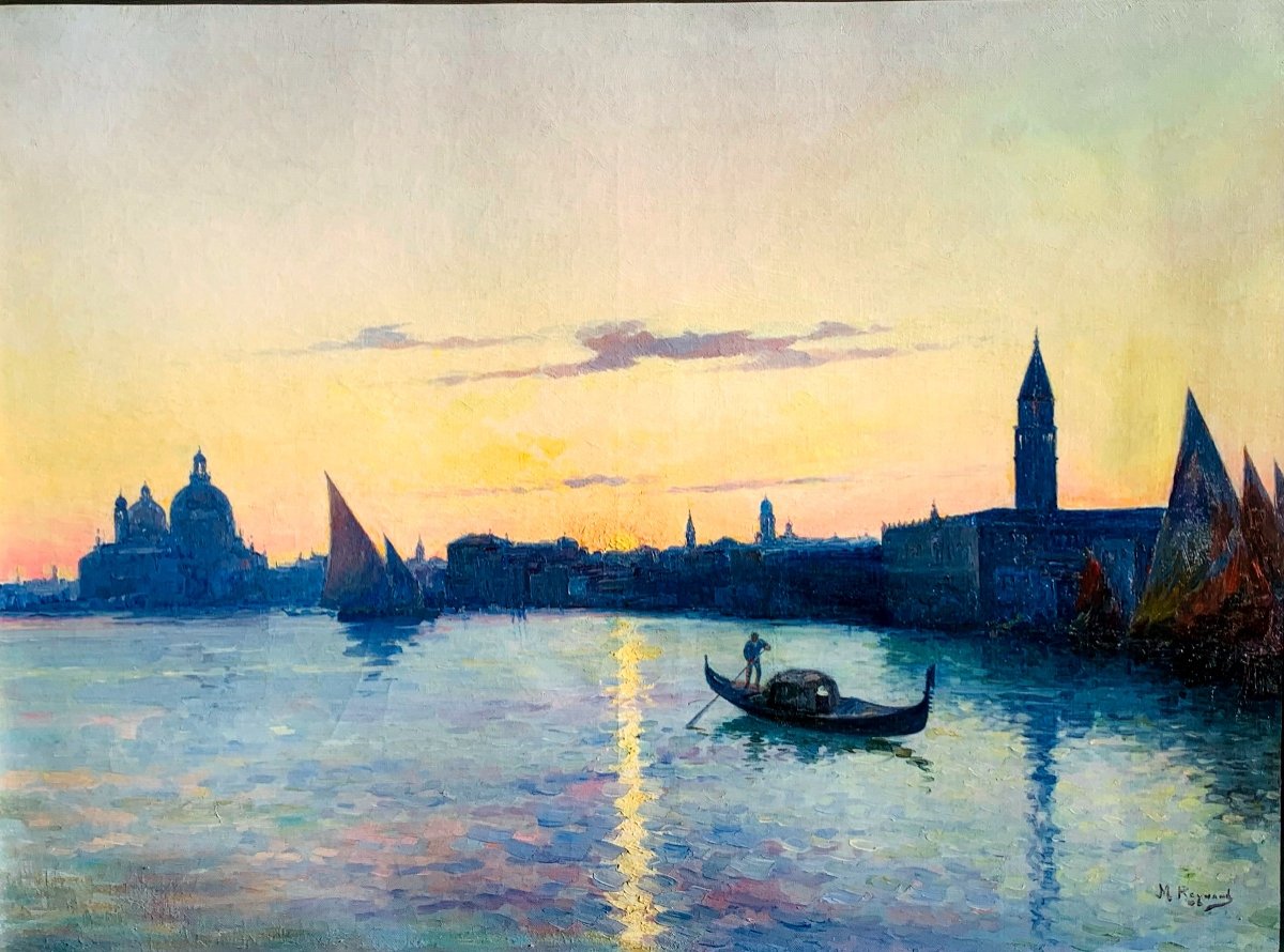 Tramonto a Venezia . Olio su tela 73x54. Firmato Marius  Reynaud 