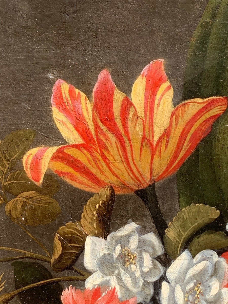 Vaso di fiori. Olio su tela 80 x56.Scuola francese  dei primi 700. -photo-2