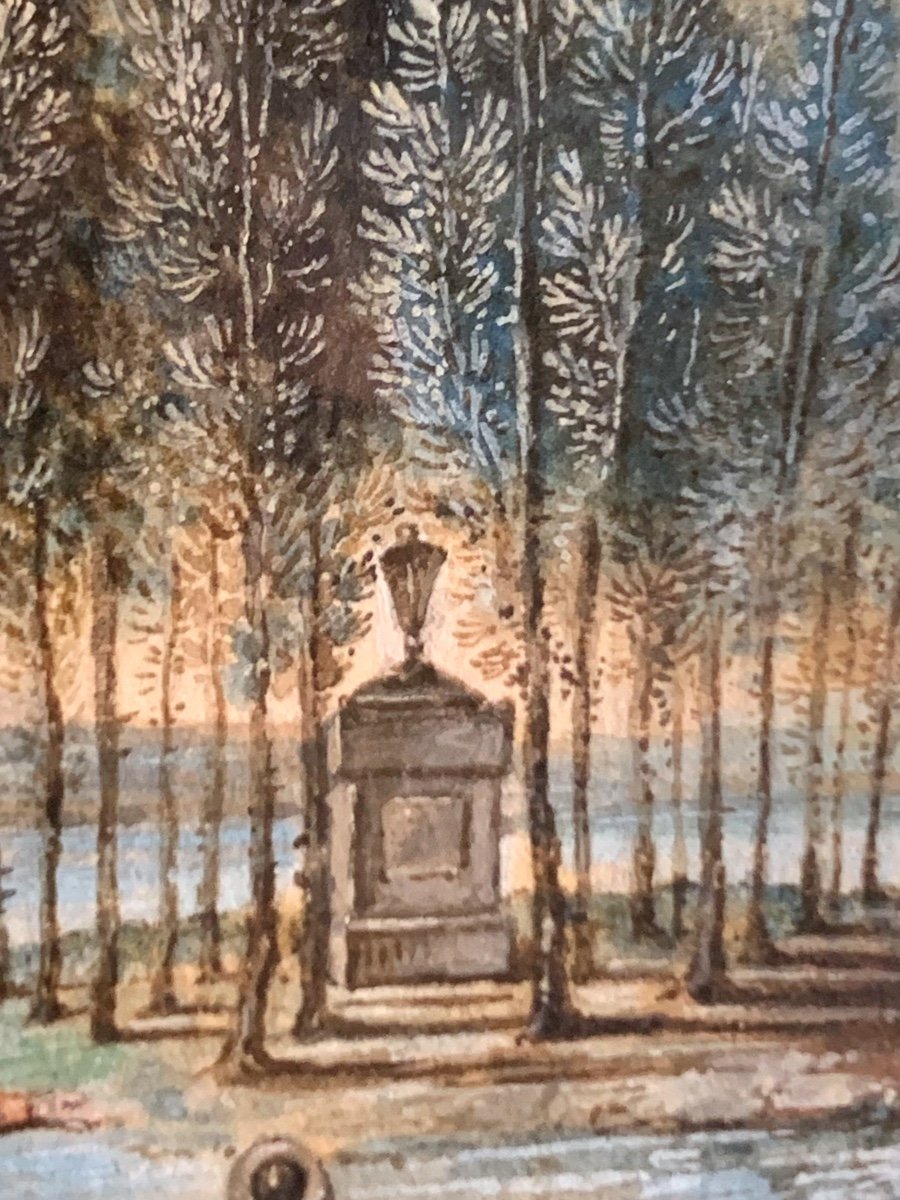 Visita alla tomba di Rousseau.Gouache su pergamena. Cm.7 Louis Gabriel Rousseau 1740-1806-photo-1
