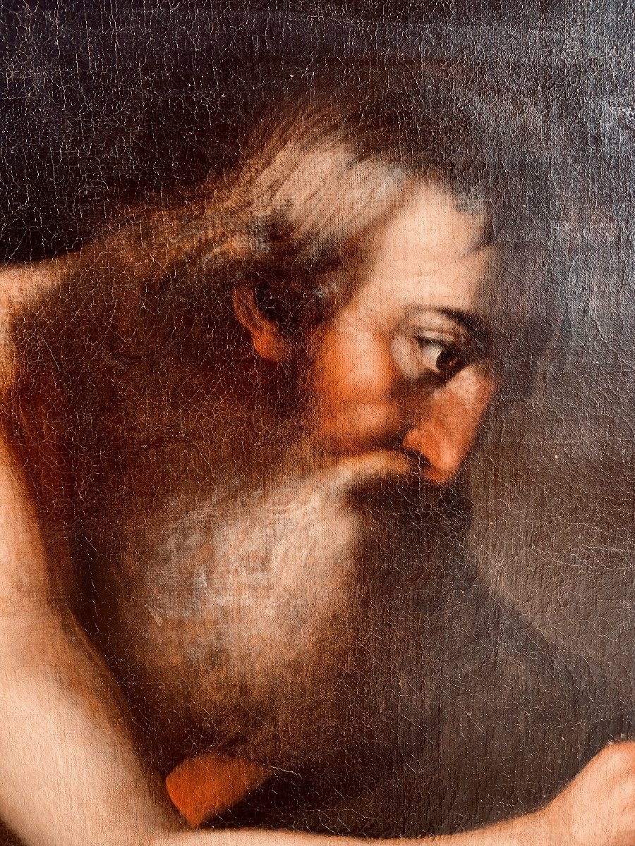 San Girolamo che legge. Grande olio su tela 97x116. Scuola francese metà del XVII secolo-photo-2