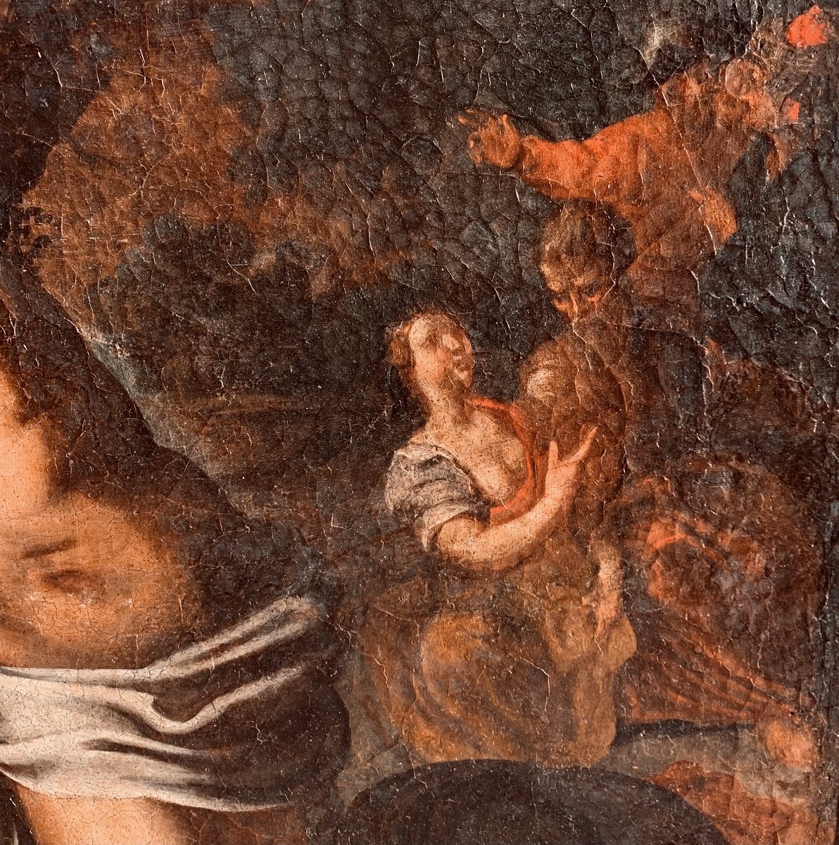 Martirio di San Sebastiano. Grande olio su tela 103x133. Epoca Fine 500-photo-1