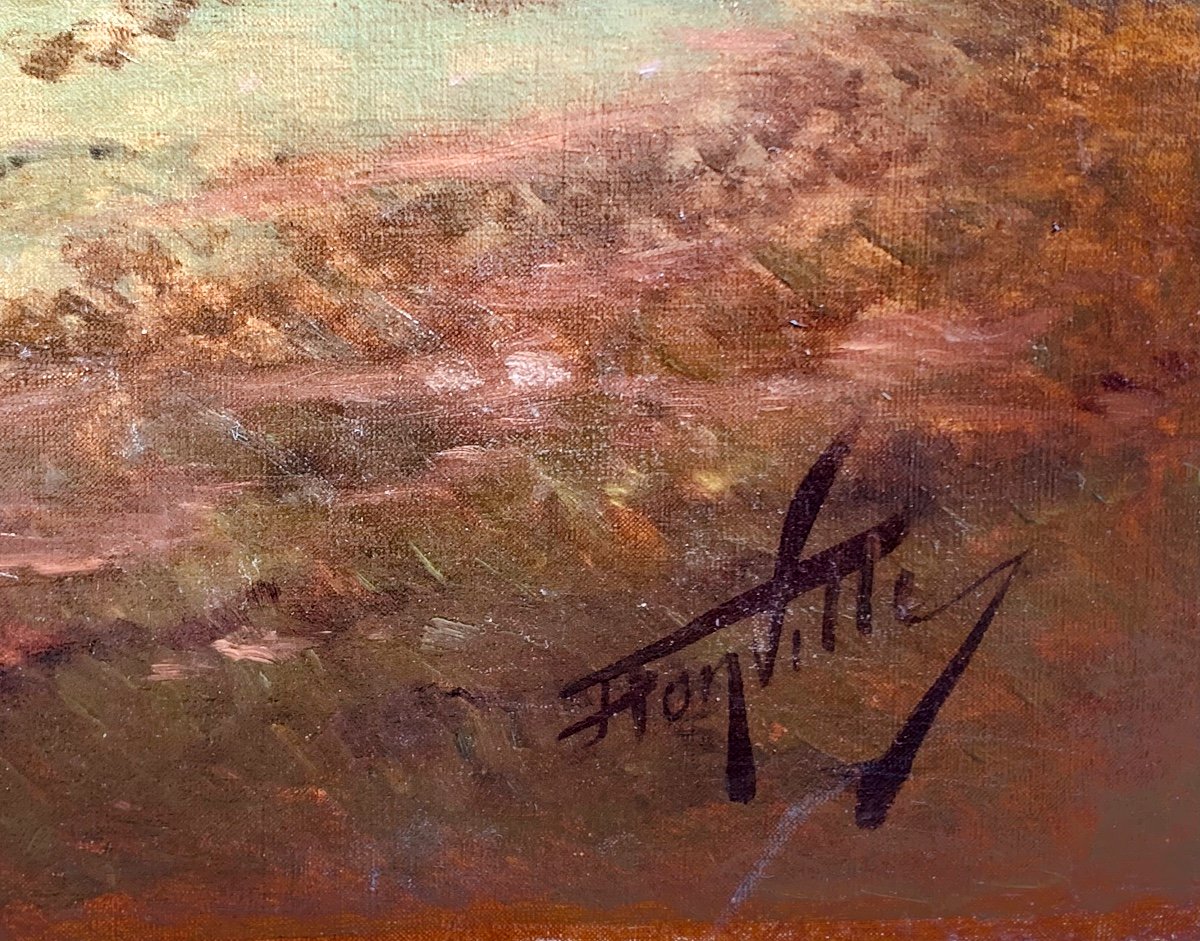 Pastorelle in un paesaggio.Grande olio su tela 151x95. Horace Antoine Fonville 1832-1914-photo-2