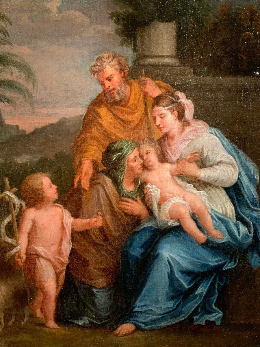 Sacra Famiglia. Olio su tela 56x46. Scuola francese del XVIII secolo. -photo-3