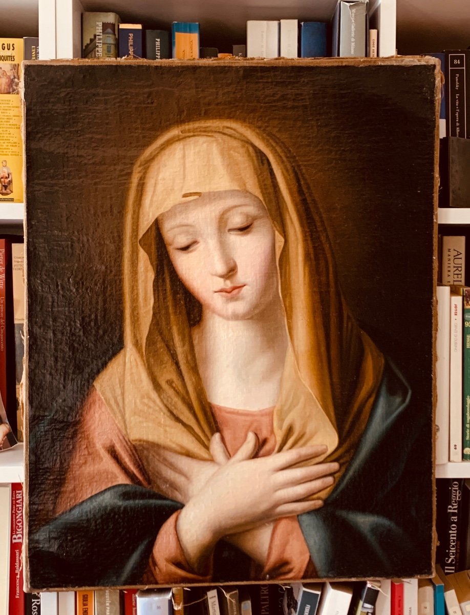 Madonna orante. Olio su tela 63x50. Epoca primi 700. Seguace del Sassoferrato.-photo-2