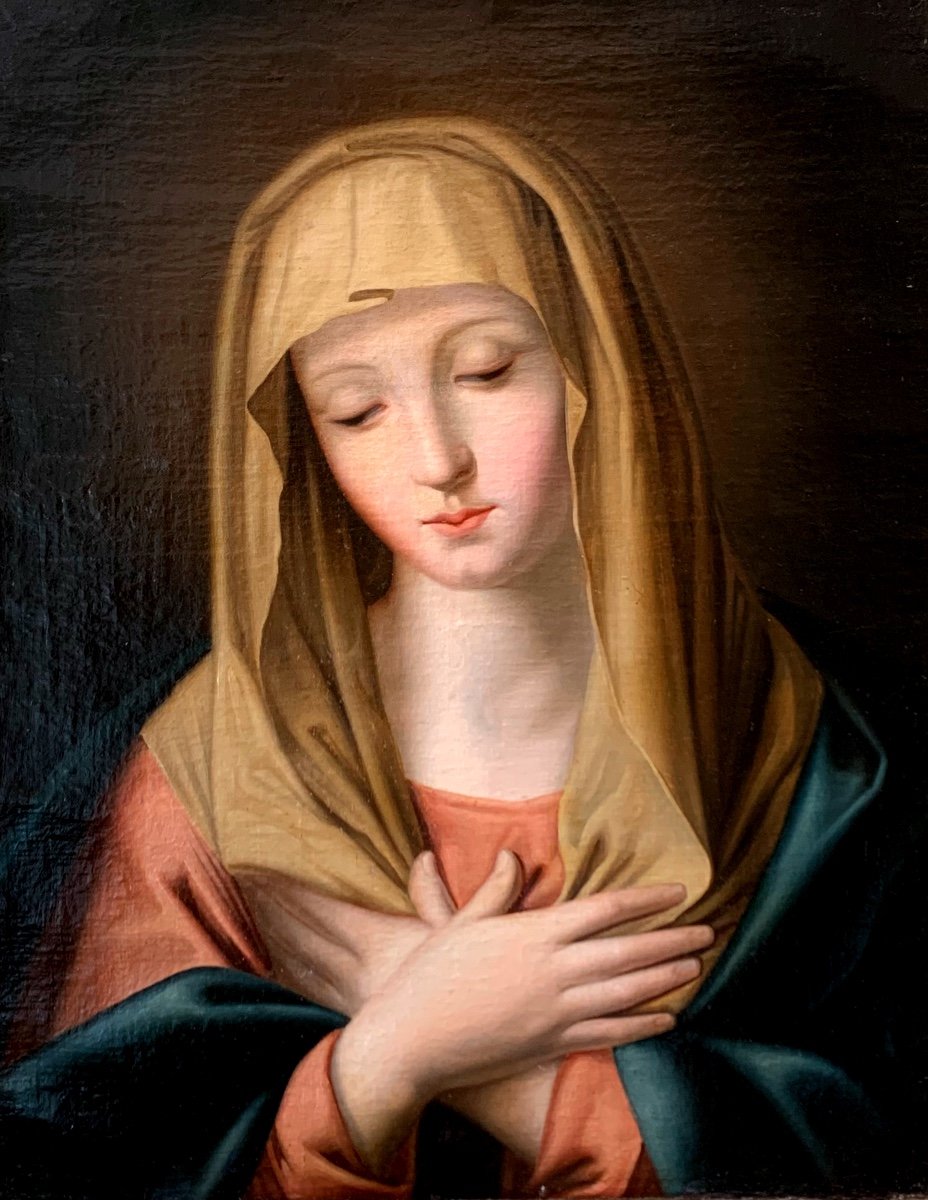 Madonna orante. Olio su tela 63x50. Epoca primi 700. Seguace del Sassoferrato.