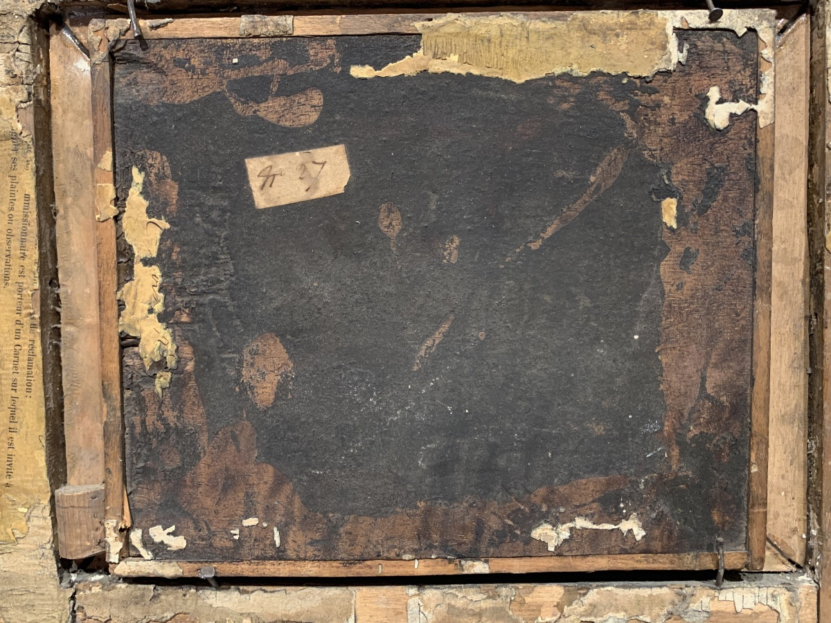 Matrimonio mistico di Santa Caterina. Olio su tavola. Seguace di Correggio del XVII secolo.-photo-4