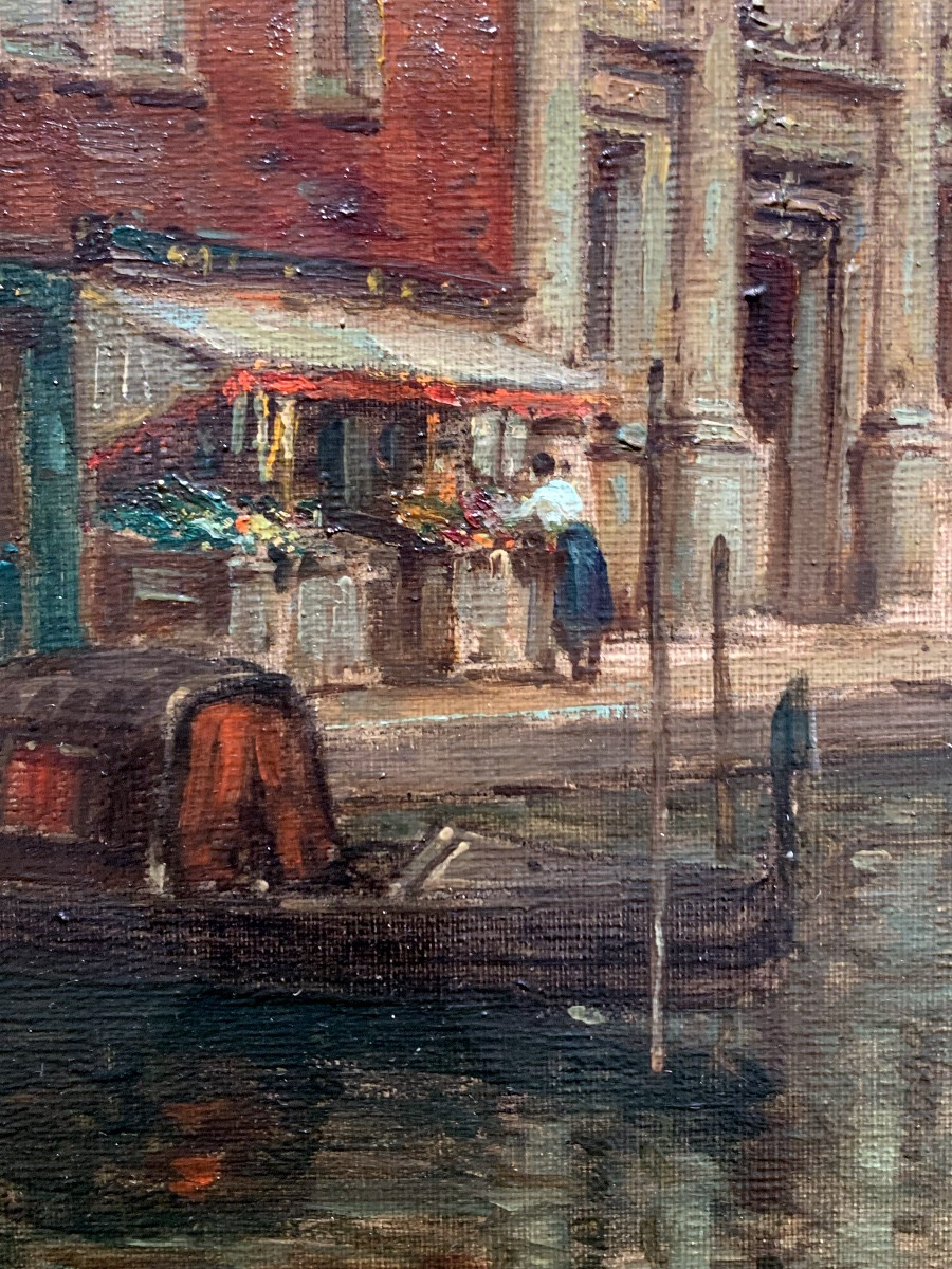 Vedita di Venezia. Olio su tela 82x60. Firmato da Antoine Bouvard 1870-1955-photo-2