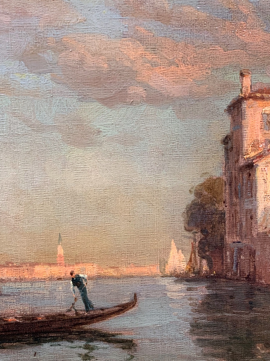 Vedita di Venezia. Olio su tela 82x60. Firmato da Antoine Bouvard 1870-1955-photo-4
