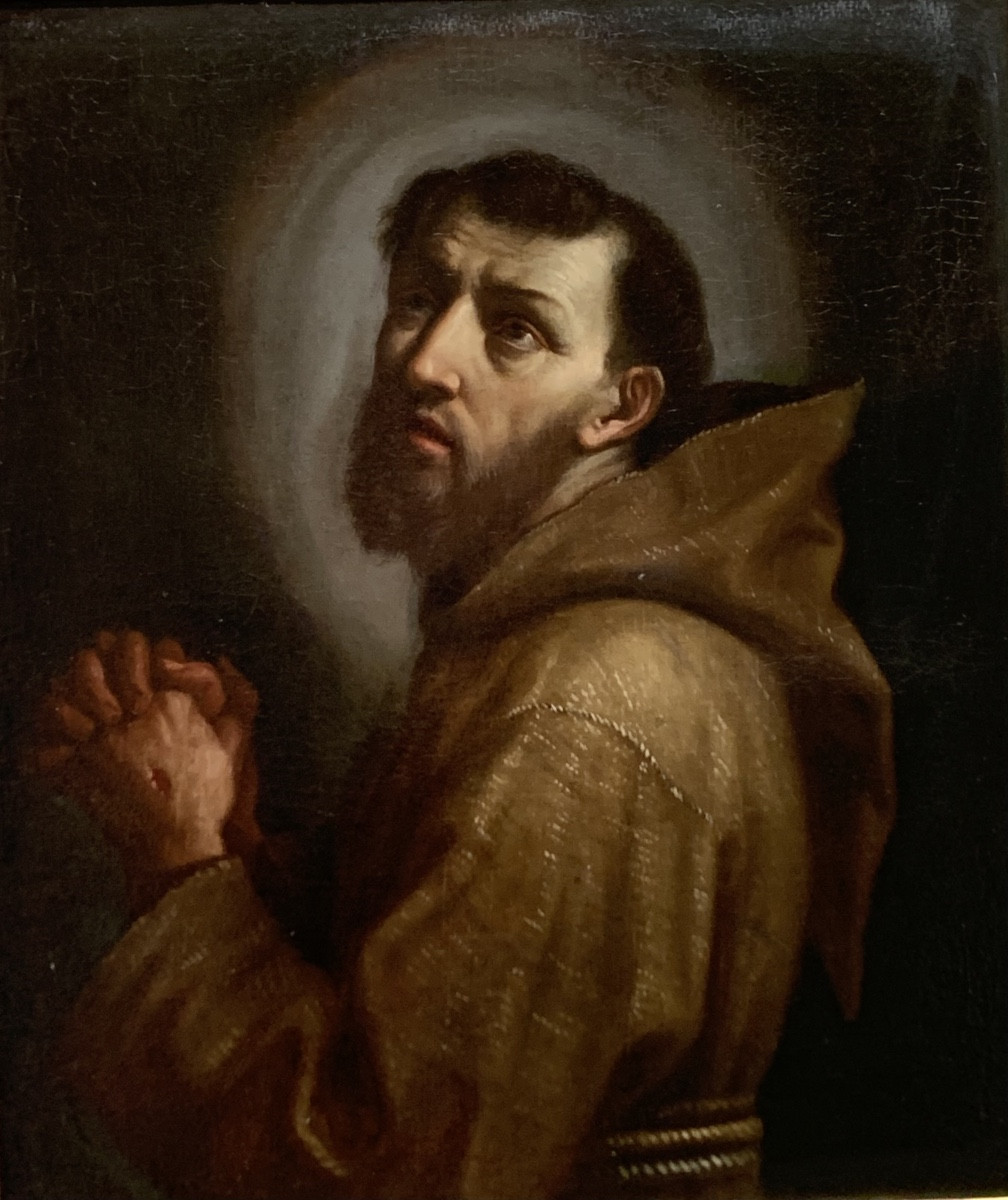 San Francesco in preghiera . Olio tela 68x59. Benedetto Gennari(1633-1715) attribuito -photo-2