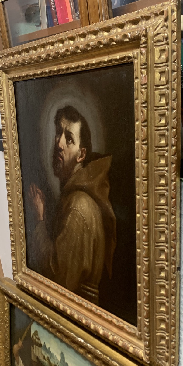 San Francesco in preghiera . Olio tela 68x59. Benedetto Gennari(1633-1715) attribuito -photo-4