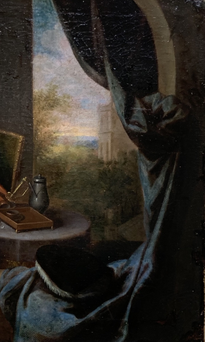 Scena galante. Olio su tela 40x34. Ambito di Constantyn Netscher (1668-1723)-photo-6