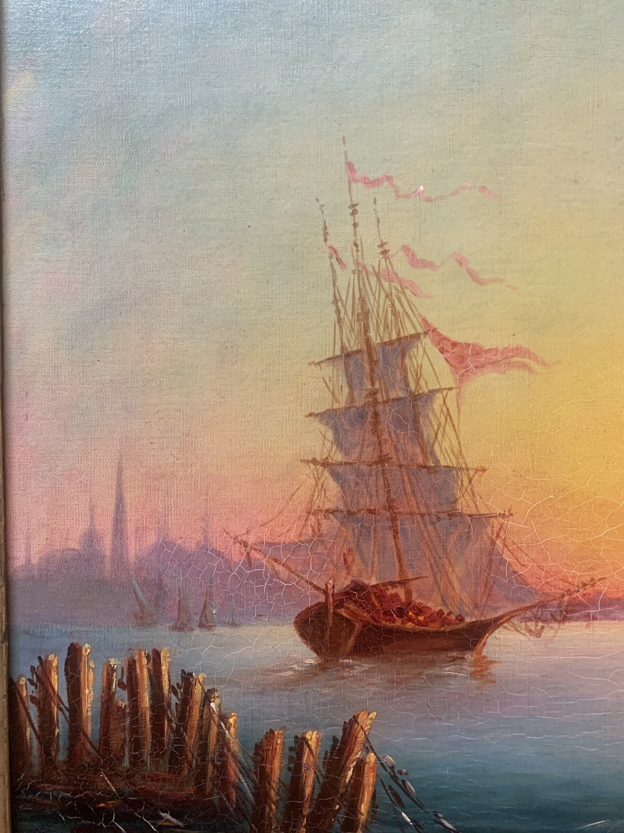 Tramonto à Istanbul. Olio su tela 55x46. Epoca fine ‘800-photo-3