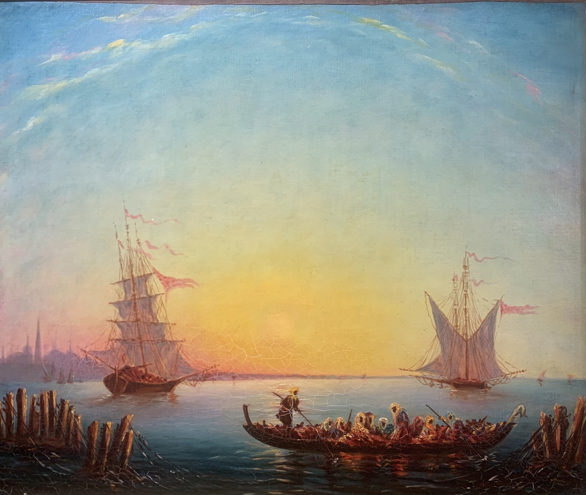 Tramonto à Istanbul. Olio su tela 55x46. Epoca fine ‘800