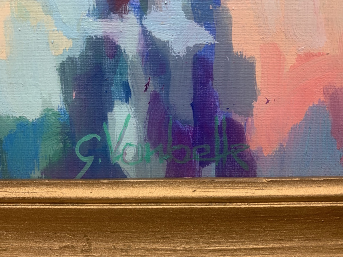 Primi passi sul ghiaccio.Guy Vanbelle 1931-)Olio su tela 46x38. -photo-2