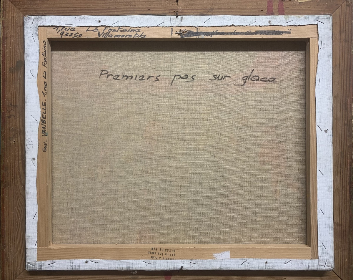 Primi passi sul ghiaccio.Guy Vanbelle 1931-)Olio su tela 46x38. -photo-4