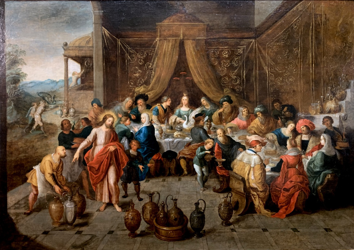 Le ´nozze di Cana. Olio su tela 100x72. Frans Francken III, Attribuito.-photo-2