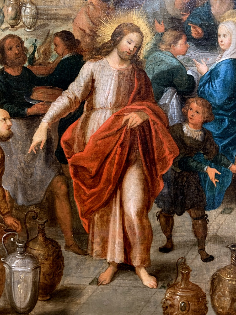 Le ´nozze di Cana. Olio su tela 100x72. Frans Francken III, Attribuito.-photo-4