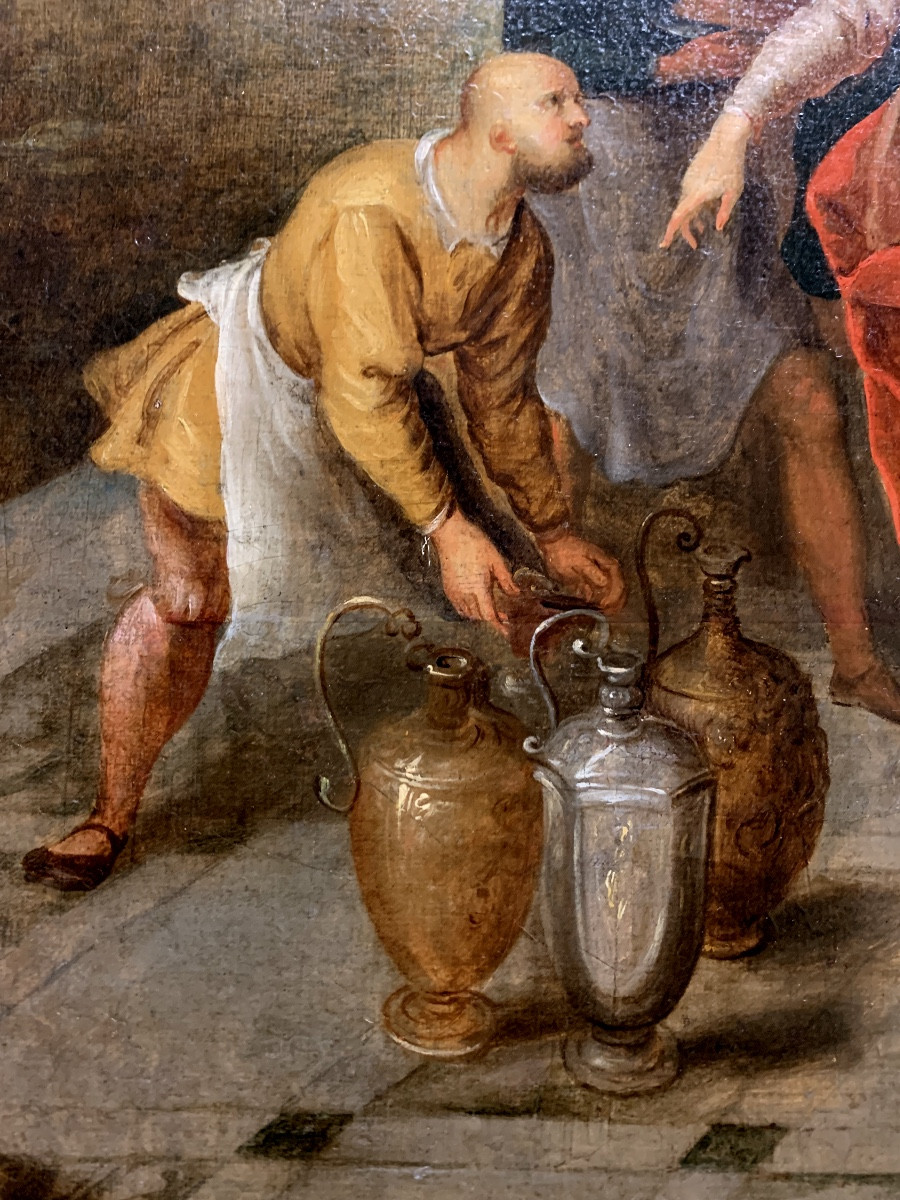 Le ´nozze di Cana. Olio su tela 100x72. Frans Francken III, Attribuito.-photo-1