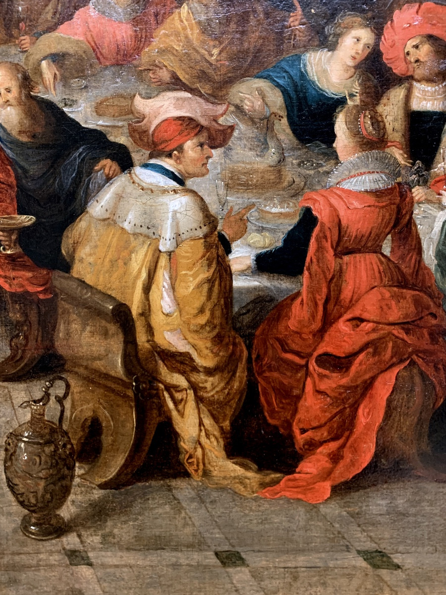 Le ´nozze di Cana. Olio su tela 100x72. Frans Francken III, Attribuito.-photo-2