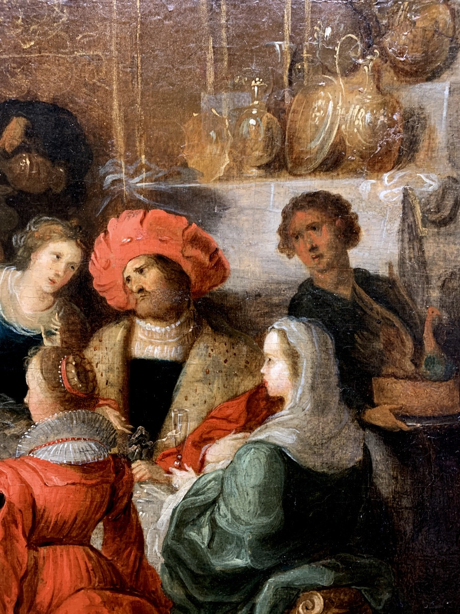 Le ´nozze di Cana. Olio su tela 100x72. Frans Francken III, Attribuito.-photo-3