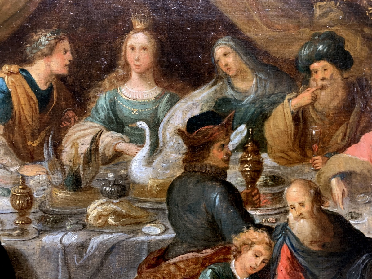 Le ´nozze di Cana. Olio su tela 100x72. Frans Francken III, Attribuito.-photo-4