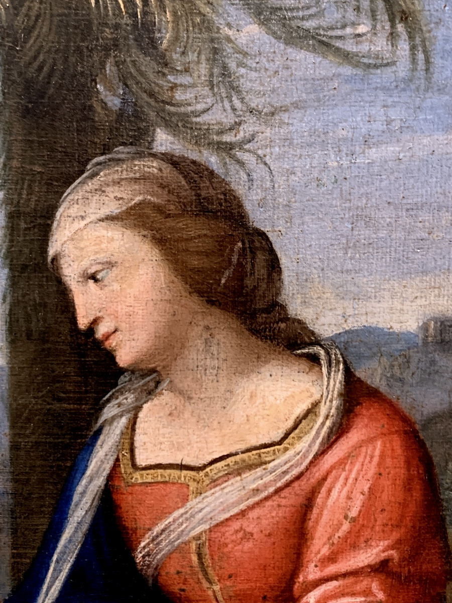 Sacra Famiglia. Olio su tela applicata su tavola. 40x32. Seconda metà del XVI secolo.-photo-2