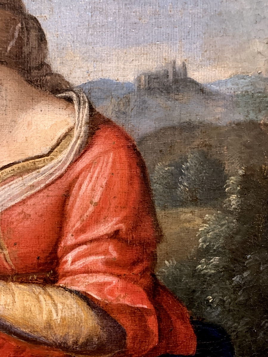 Sacra Famiglia. Olio su tela applicata su tavola. 40x32. Seconda metà del XVI secolo.-photo-4