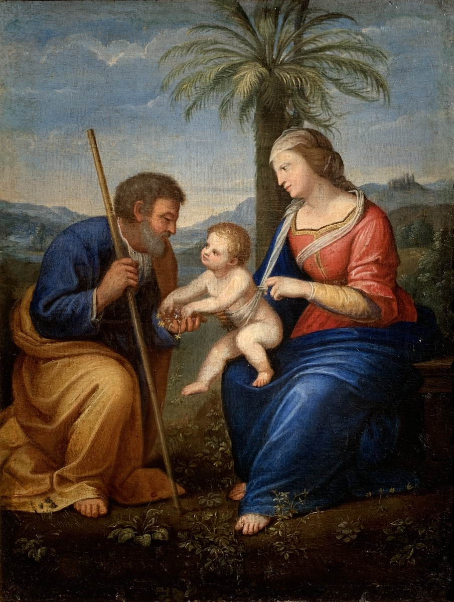 Sacra Famiglia. Olio su tela applicata su tavola. 40x32. Seconda metà del XVI secolo.
