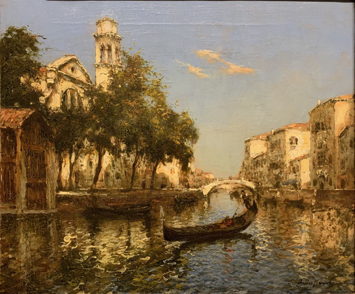 Gondola in un canal è a Venezia. Olio su tela 56x47. Albert Duprat(Venezia 1882-1974)-photo-2