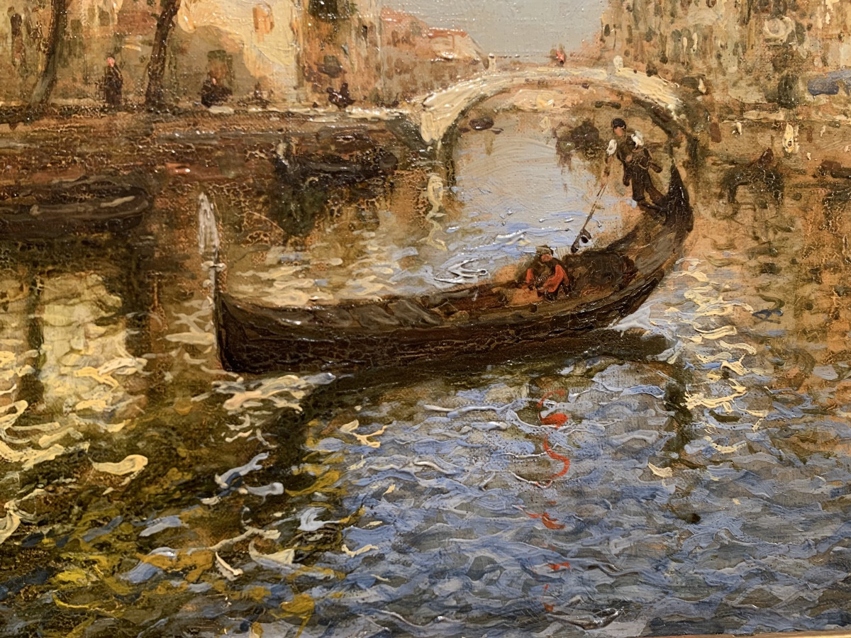 Gondola in un canal è a Venezia. Olio su tela 56x47. Albert Duprat(Venezia 1882-1974)-photo-3