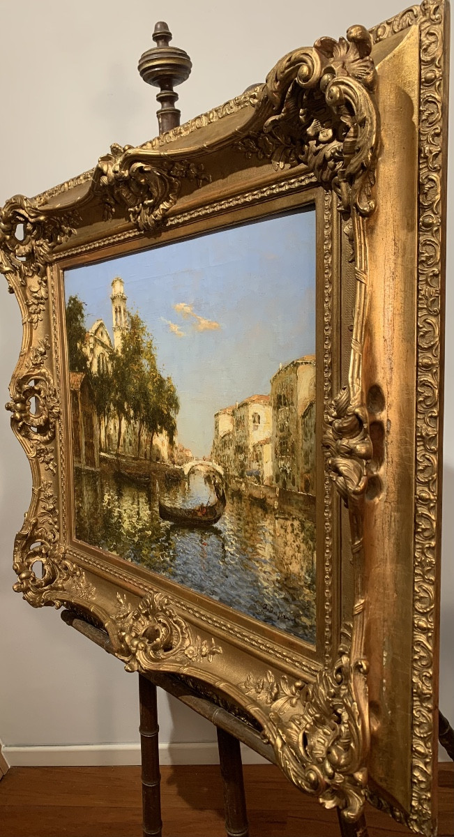 Gondola in un canal è a Venezia. Olio su tela 56x47. Albert Duprat(Venezia 1882-1974)-photo-6