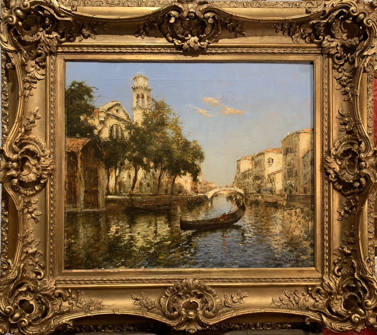 Gondola in un canal è a Venezia. Olio su tela 56x47. Albert Duprat(Venezia 1882-1974)-photo-7