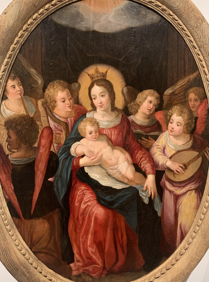 Madonna con Bambino e Angeli musicisti. Olio su tavola,99x74. Fine del XVI secolo..-photo-2
