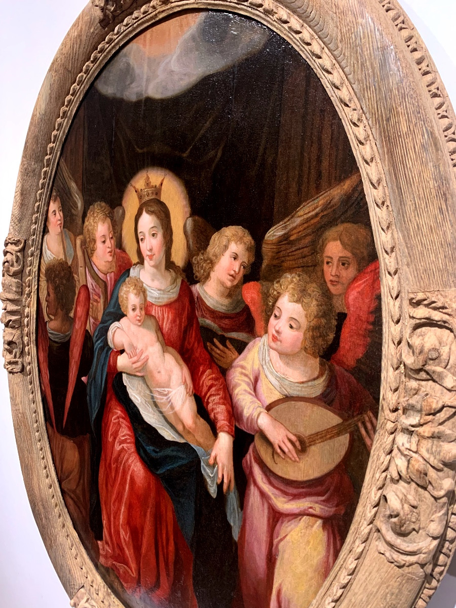 Madonna con Bambino e Angeli musicisti. Olio su tavola,99x74. Fine del XVI secolo..-photo-3