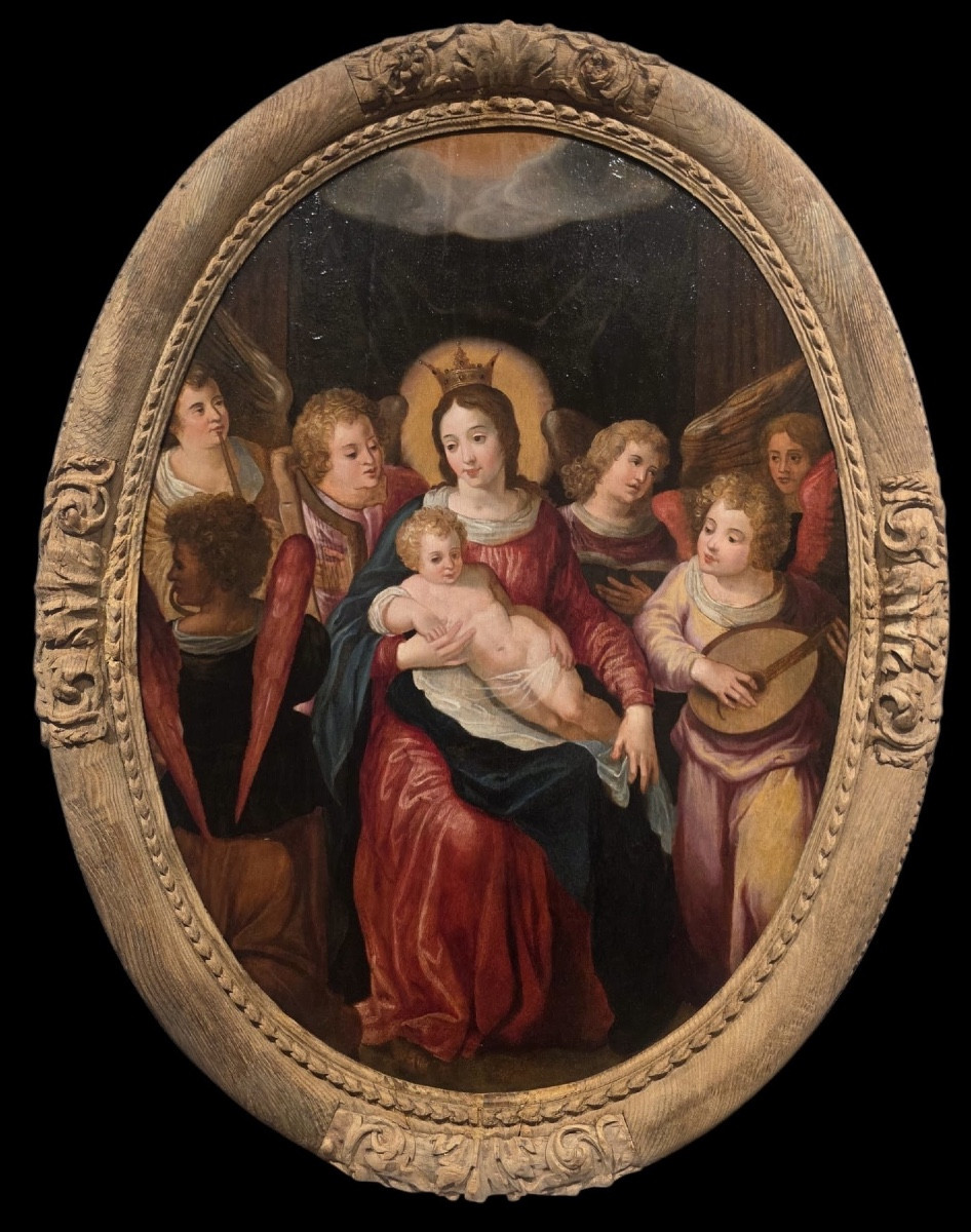 Madonna con Bambino e Angeli musicisti. Olio su tavola,99x74. Fine del XVI secolo..-photo-6