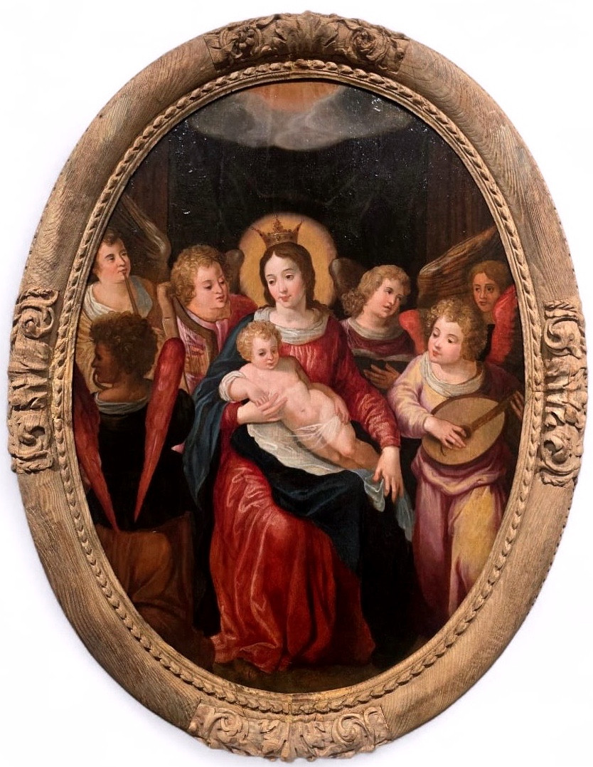 Madonna con Bambino e Angeli musicisti. Olio su tavola,99x74. Fine del XVI secolo..