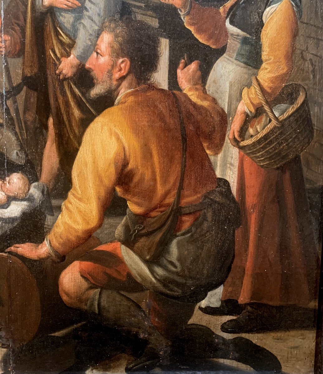 Addorazione dei pastori. Olio su tavola,47x39. Circolo di Pieter Pietersz Aertsen,1541-1603-photo-4