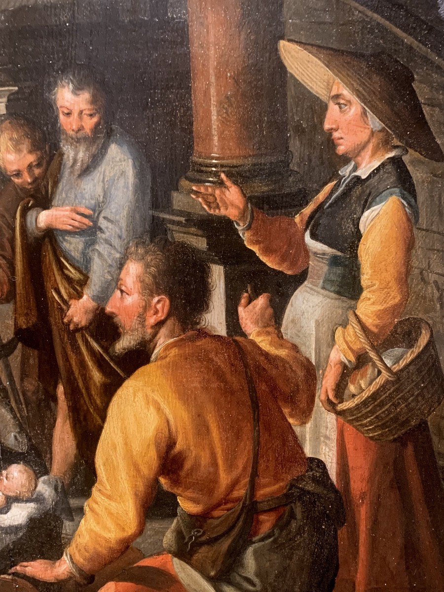 Addorazione dei pastori. Olio su tavola,47x39. Circolo di Pieter Pietersz Aertsen,1541-1603-photo-1